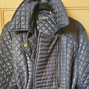 Via Spiga Quilted Jacket in Deep Blue with Gold Details